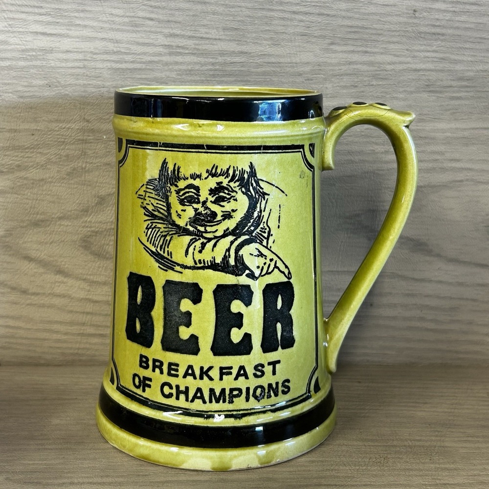 Vintage Beer Breakfast Of Champions Stein by Enesco, Japan Novelty Mug